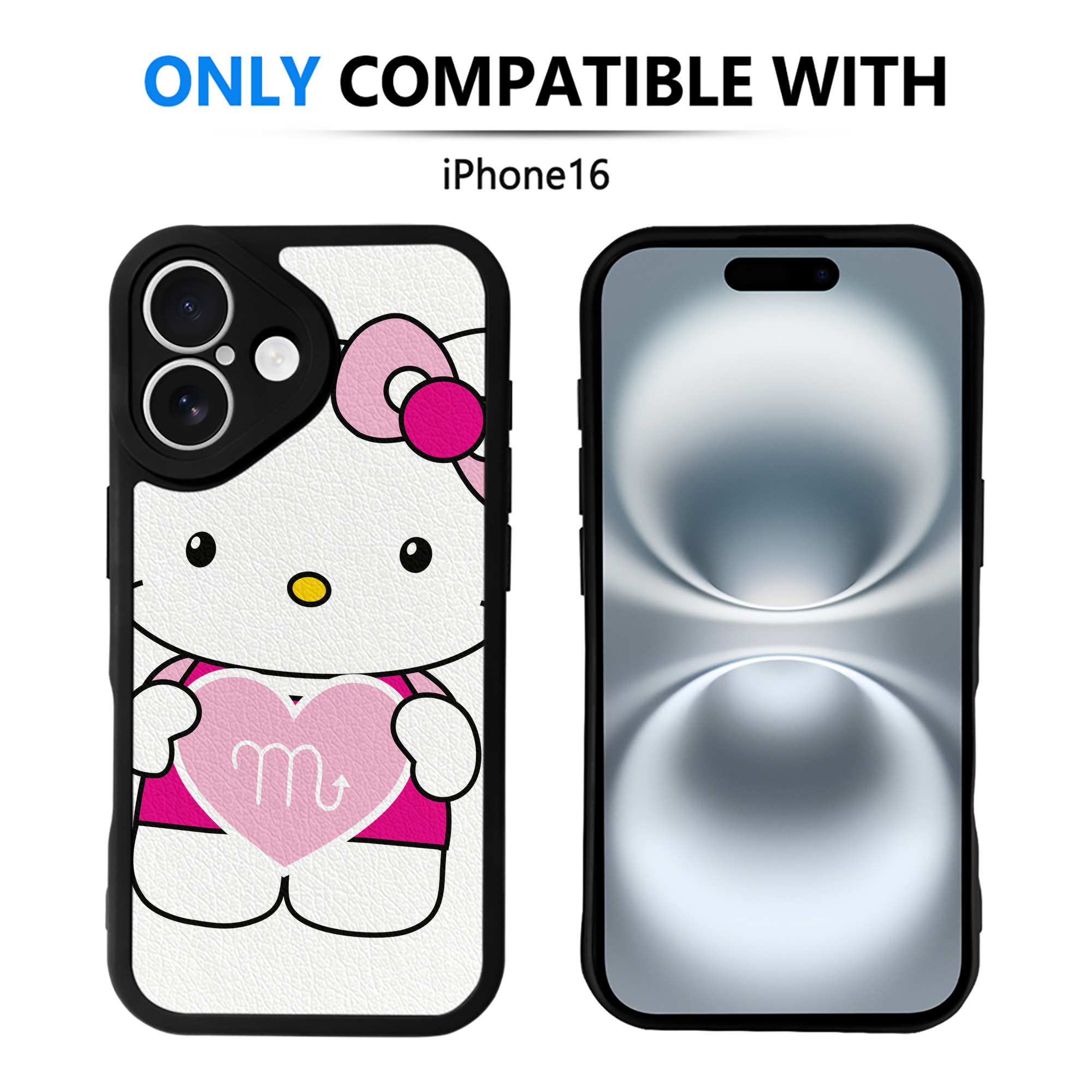 （画像用） Hello Kitty ハローキティ 【iPhone 16シリーズ対応】シリコンスマホケース（レザー調） 材質：シリコン
